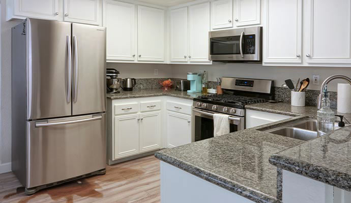 Freezer leaking in a modern kitchen