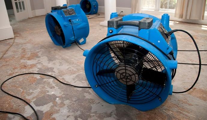 Professional water drying service using air movers