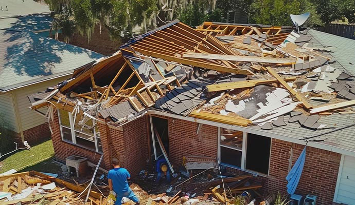 Storm damaged house restoration service