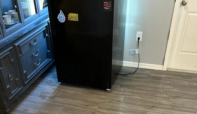 refrigerator in the kitchen